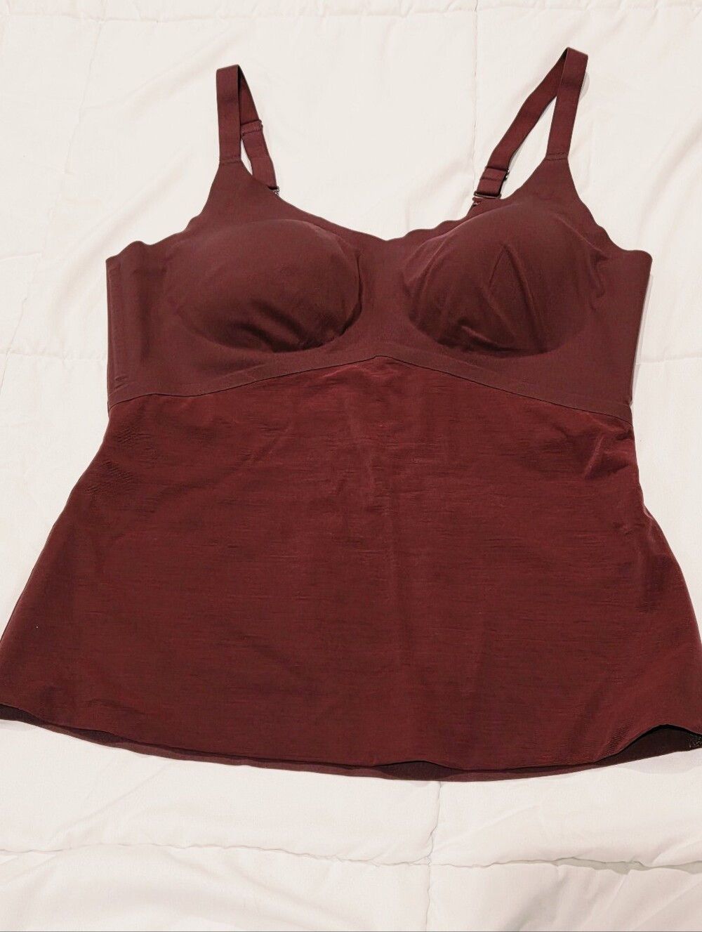 Honeylove LiftWear Cami Shaping Tank Top Wireless Bra Vamp Maroon XL